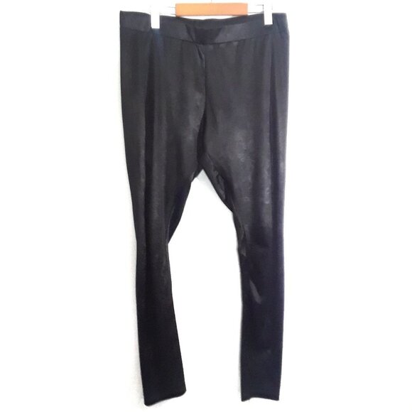 H&M Leggings Black Floral Print Ladies Size Large - Picture 1 of 4